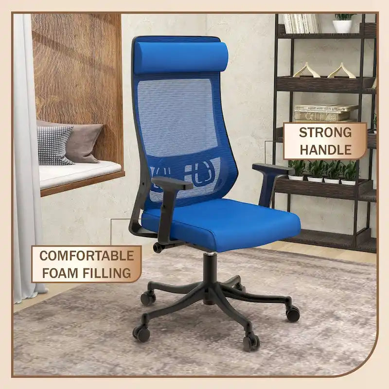 Ergonomischer Bürostuhl mit Netzrückenlehne, verstellbarer Kopfstütze und Armlehnen