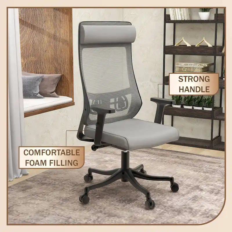 Ergonomischer Bürostuhl mit Netzrückenlehne, verstellbarer Kopfstütze und Armlehnen