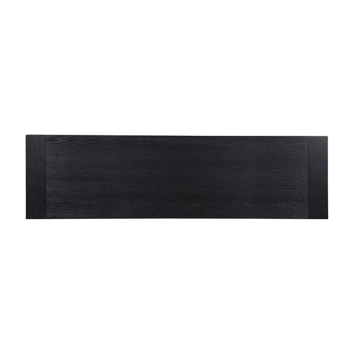 Black Trestle Dining Bench with Metal Accents Industrial Farmhouse Style